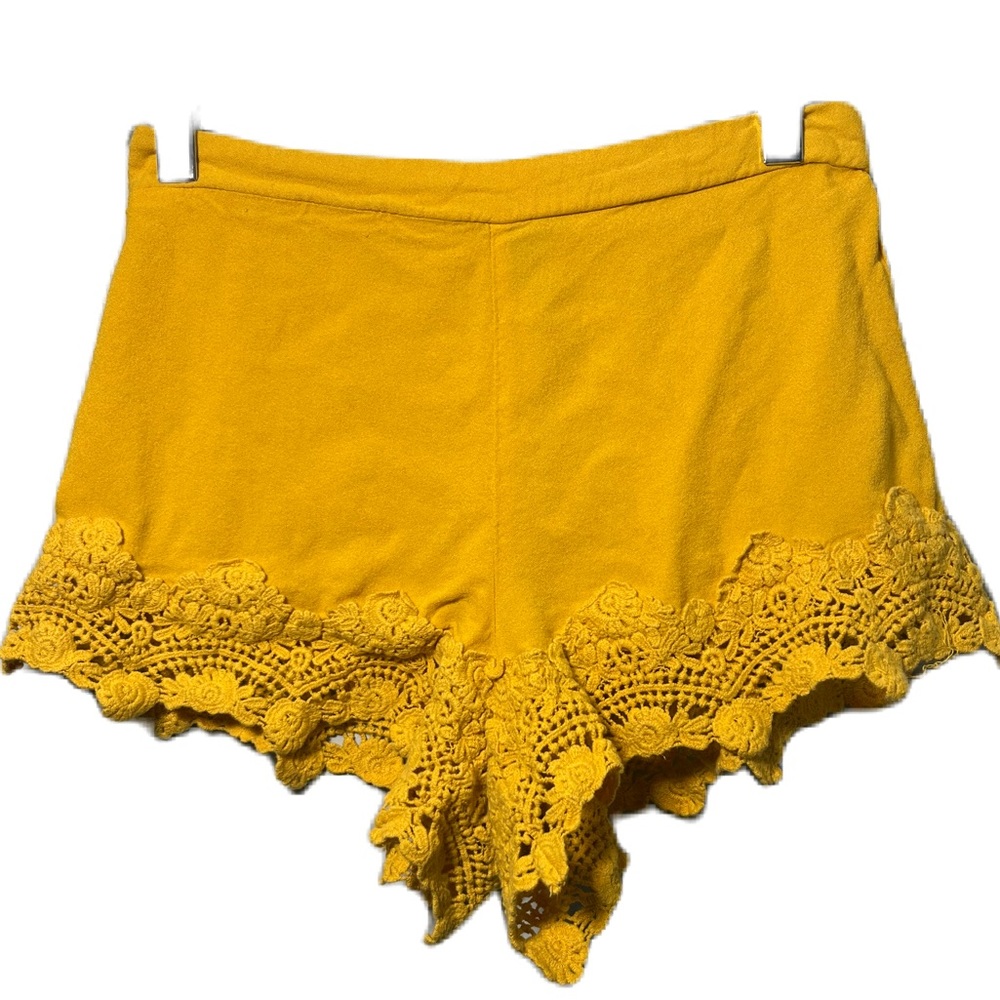 COPY - • Forever 21 Yellow Crochet Floral Trim Shorts - Picture 2 of 7